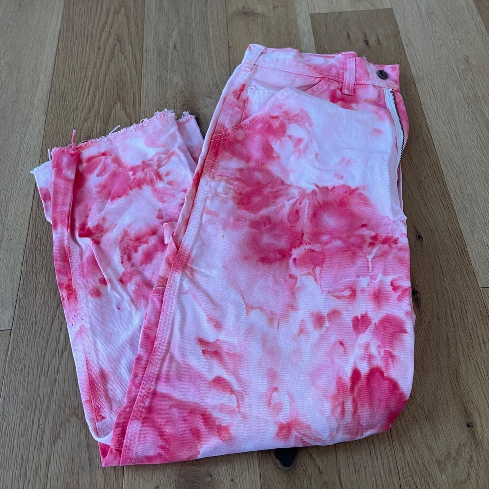 FREE PEOPLE TIE DYE PINK/RED PANT - Picture 2 of 2